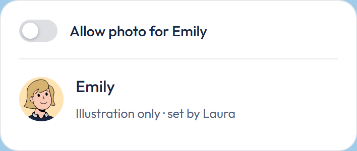 Parent setting to allow a photo, turned off