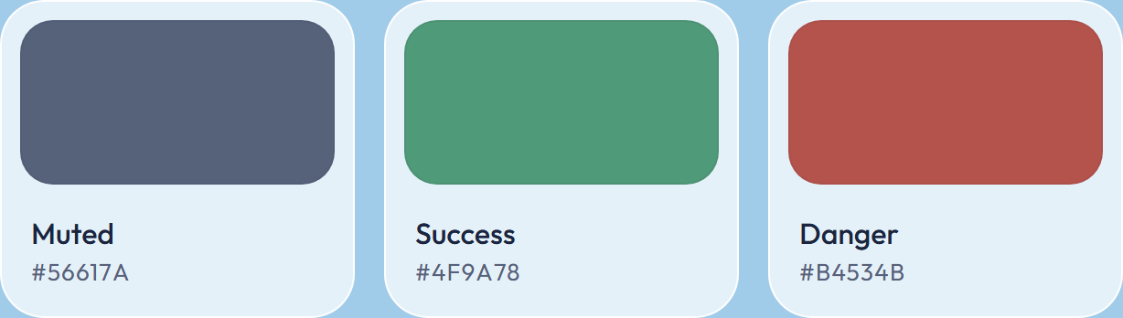 Muted, success and danger colors