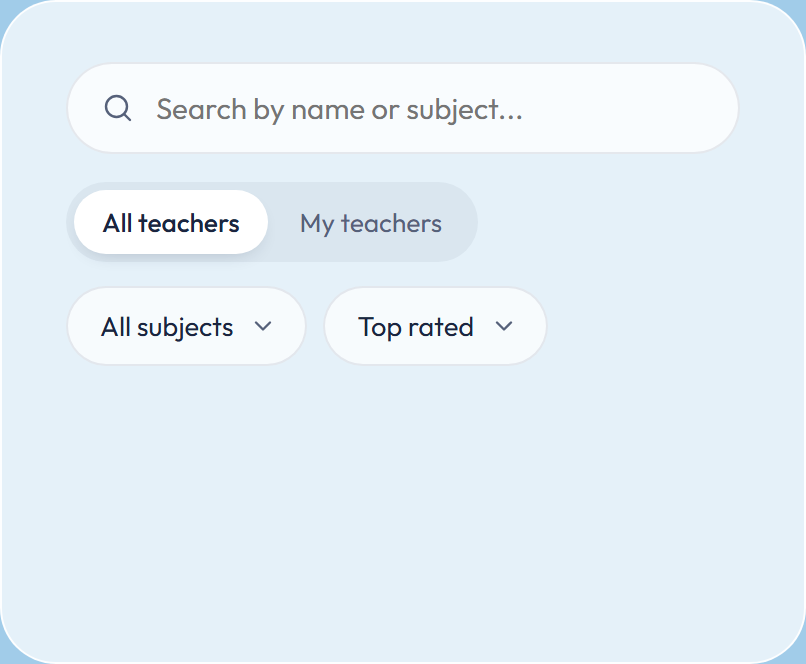 Search field, segmented toggle and dropdowns