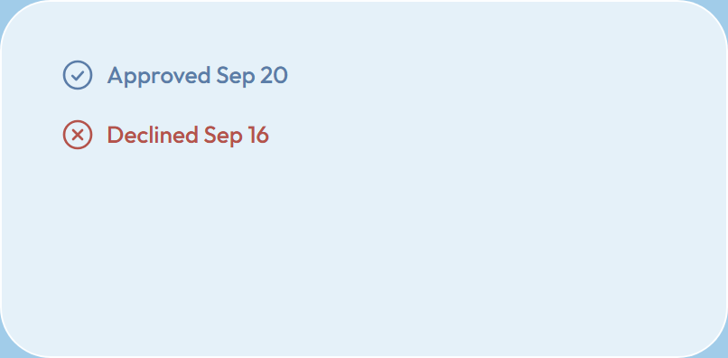 Approved and declined statuses