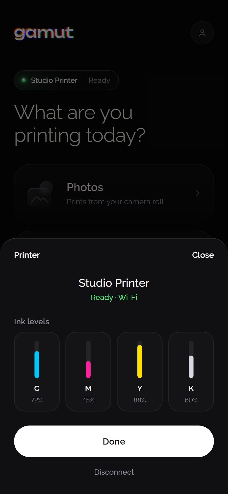 Printer: connected