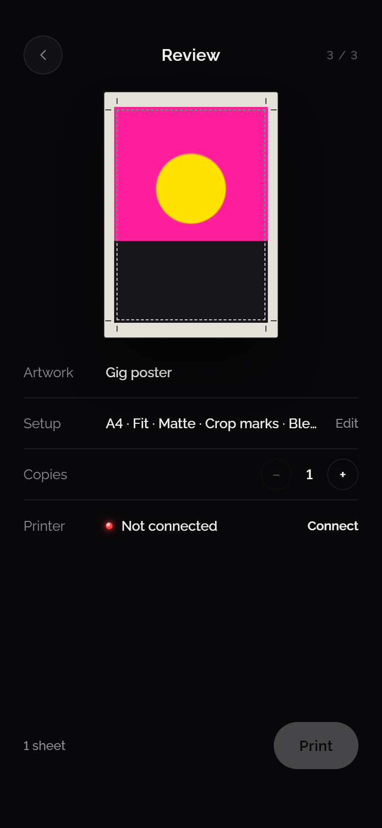 Detail: bleed and crop marks