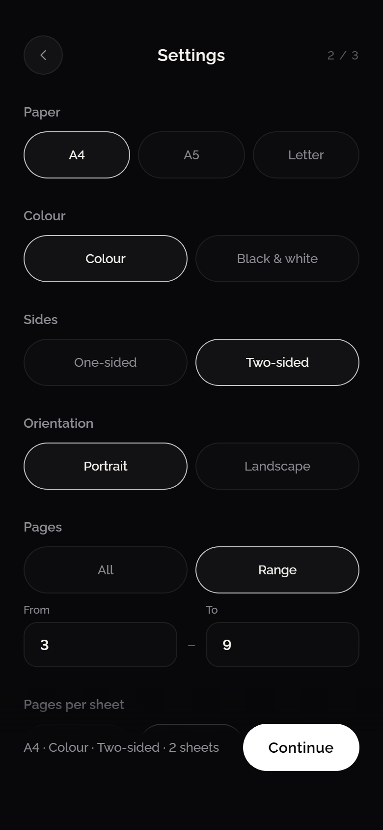 Documents: settings