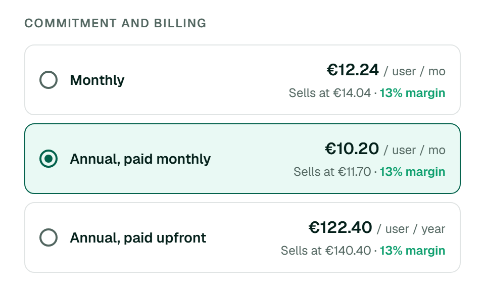 Detail: commitment and price